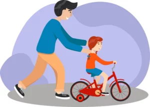 learn to ride with training wheels